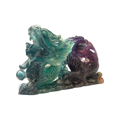 Dragon Multi-Coloured Fluorite Carving