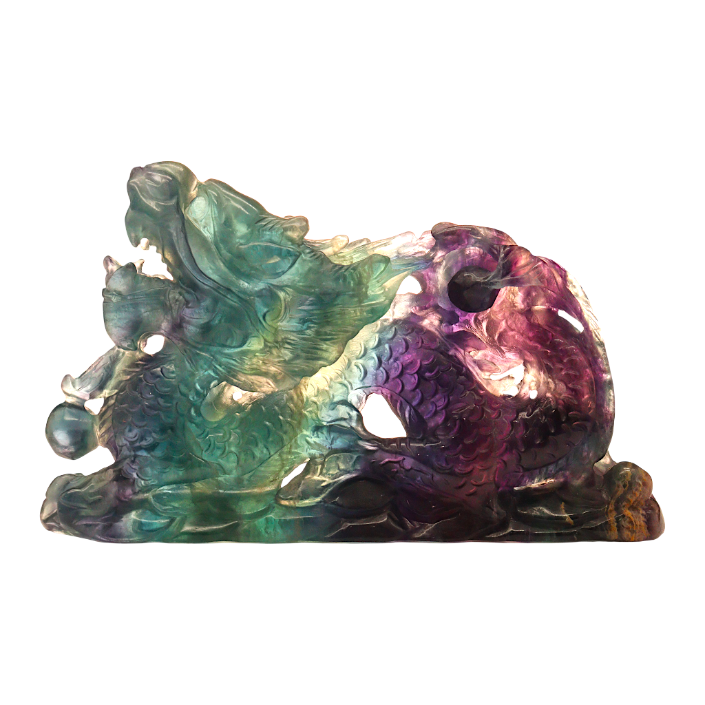 Dragon Multi-Coloured Fluorite Carving