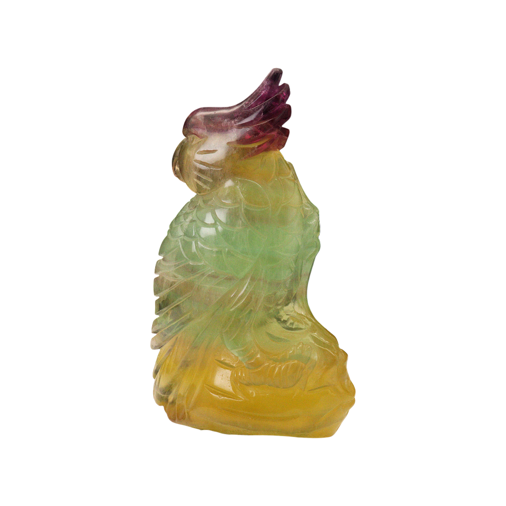 Parrot Carving – Multi-Coloured Fluorite