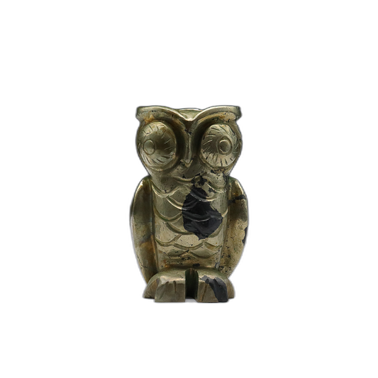 Pyrite Owl Carving