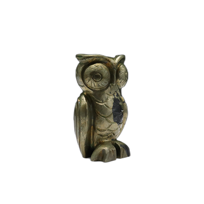 Pyrite Owl Carving