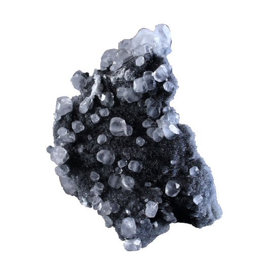 Calcite on Black Chalcedony
