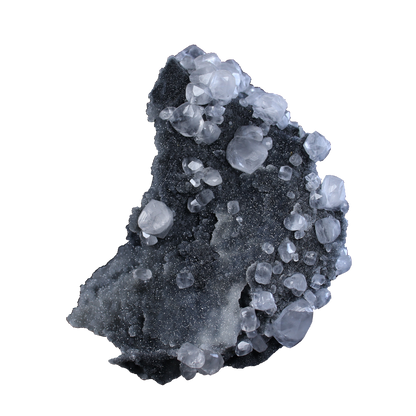 Calcite on Black Chalcedony