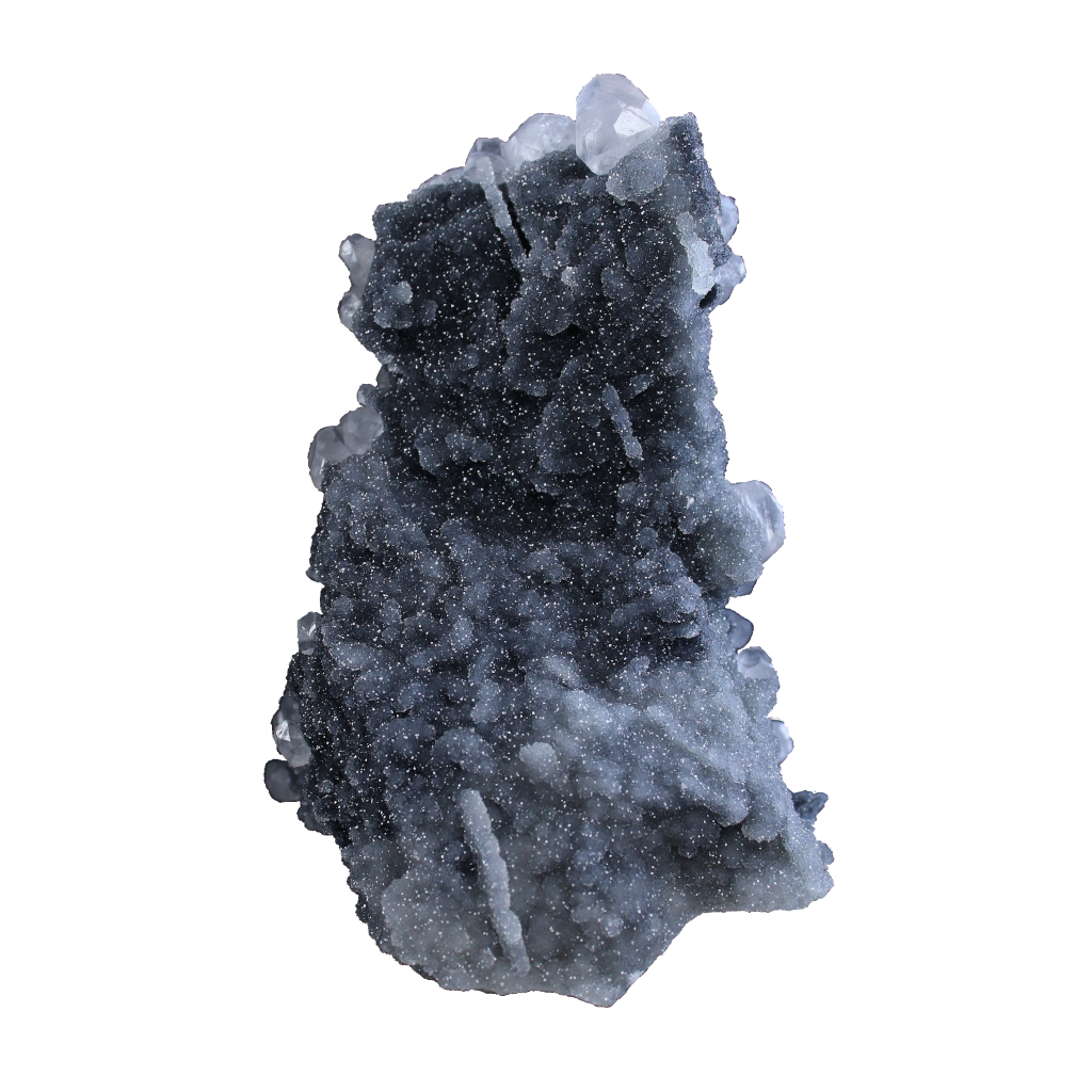 Calcite on Black Chalcedony