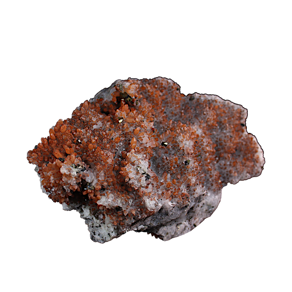 Red Quartz with Pyrite and Goethite
