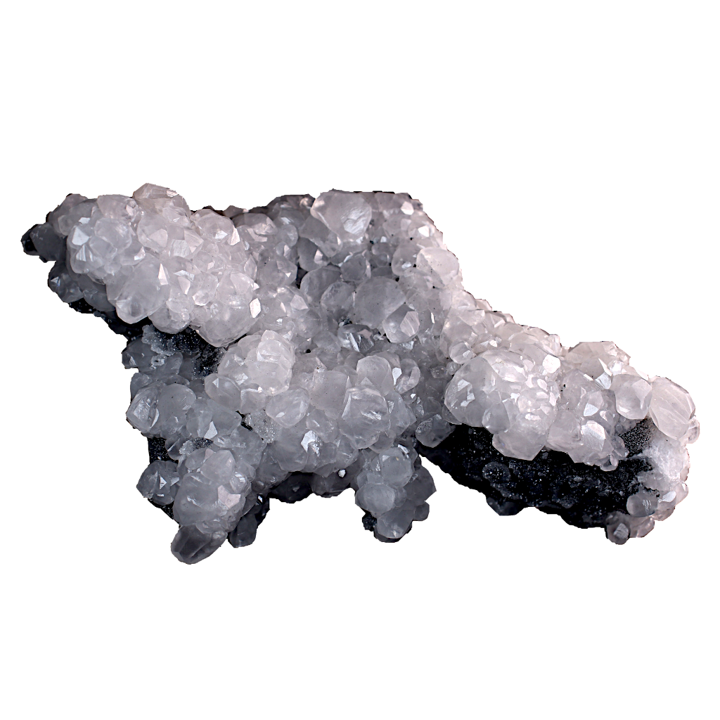 Calcite on Black Druzy Quartz