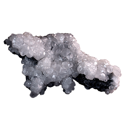 Calcite on Black Druzy Quartz