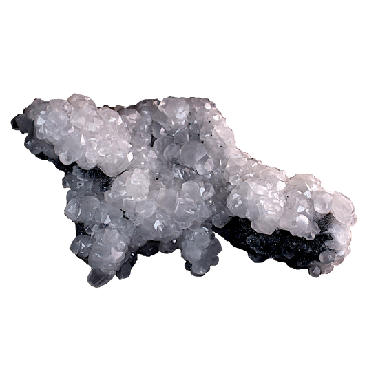 Calcite on Black Druzy Quartz