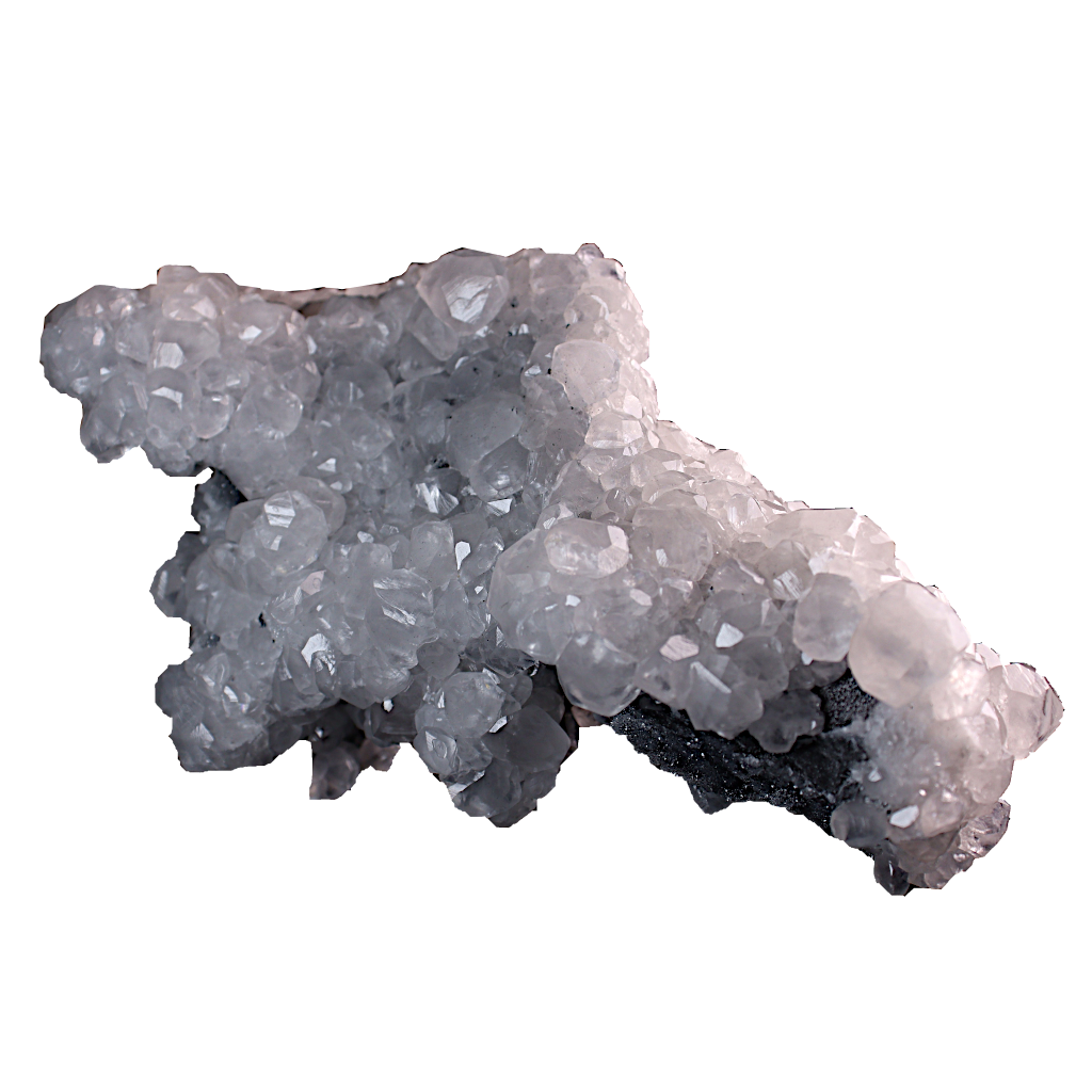 Calcite on Black Druzy Quartz