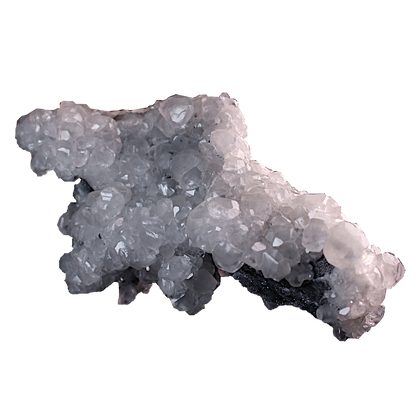 Calcite on Black Druzy Quartz