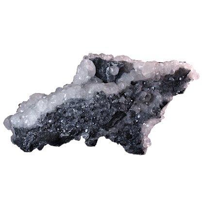 Calcite on Black Druzy Quartz