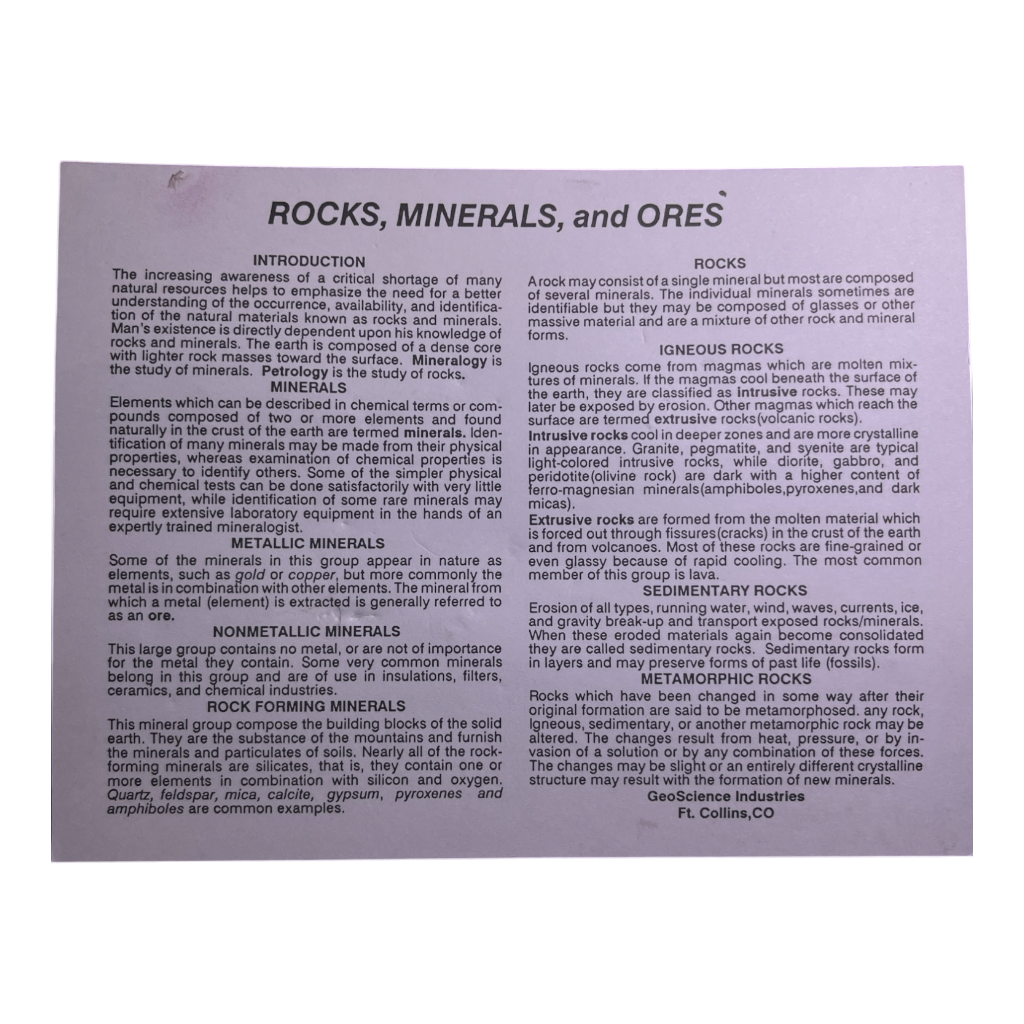 Rocks, Minerals, and Ores Of North America