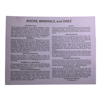 Rocks, Minerals, and Ores Of North America