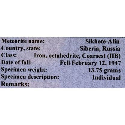 Meteorite (Sikhote-Alin)