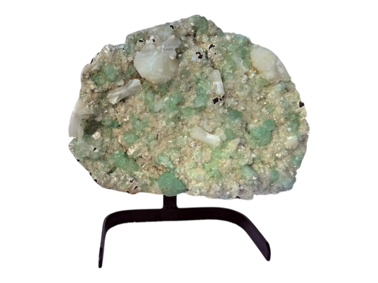 Green Apophyllite with stilbite