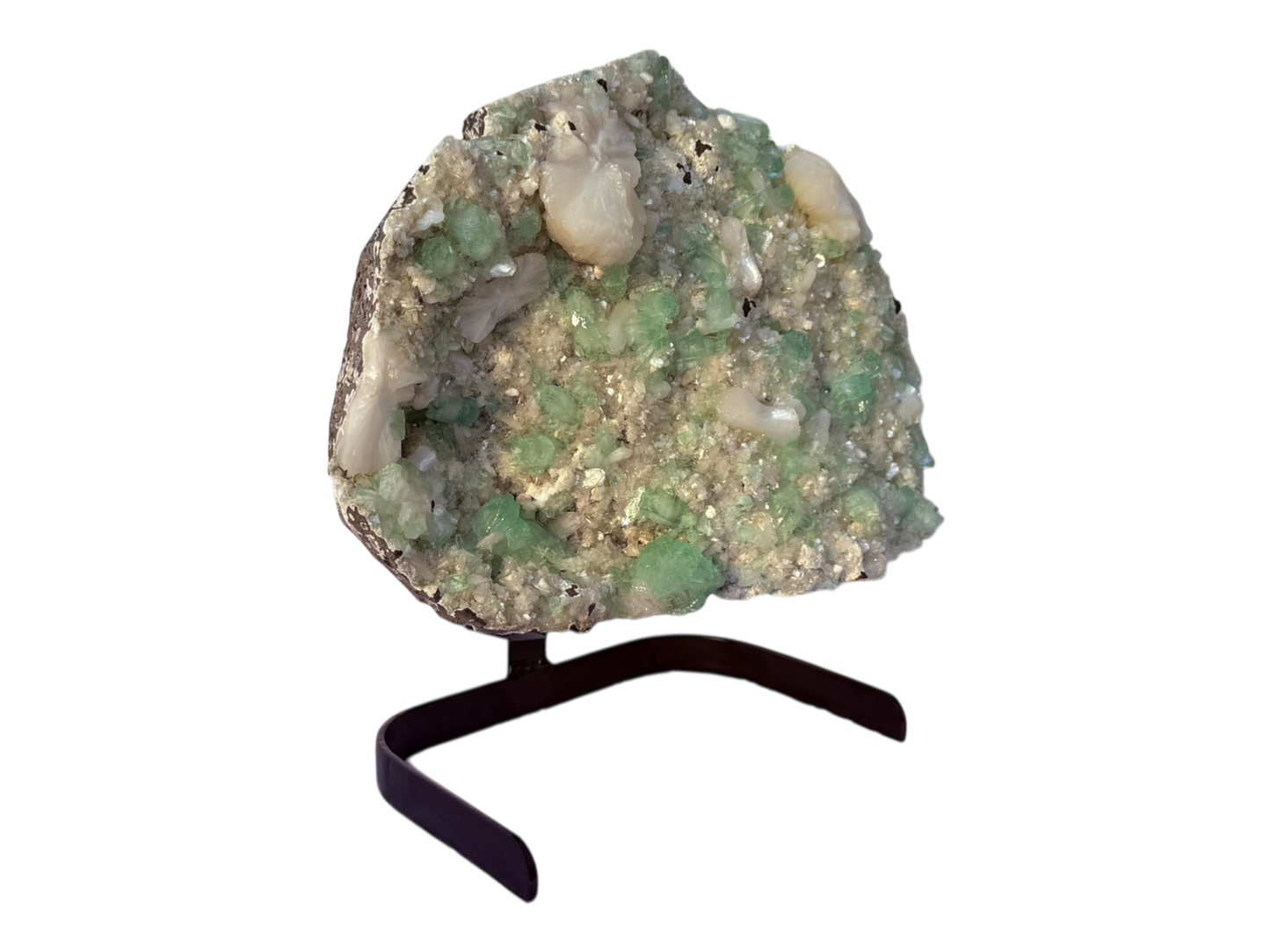 Green Apophyllite with stilbite