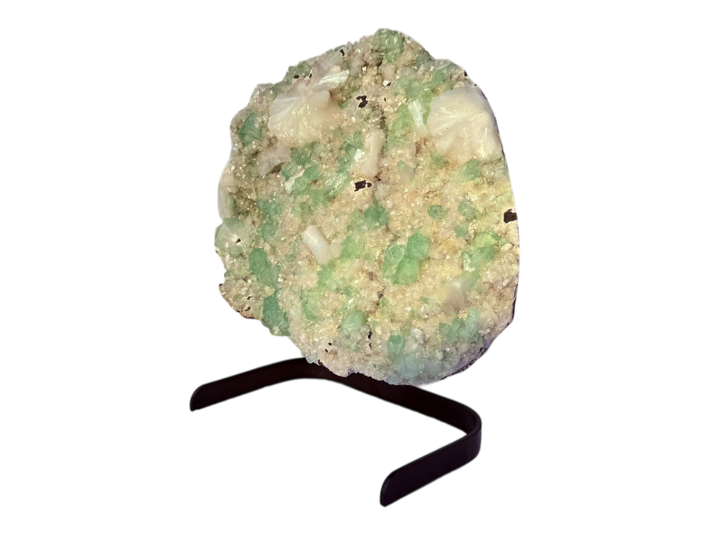 Green Apophyllite with stilbite