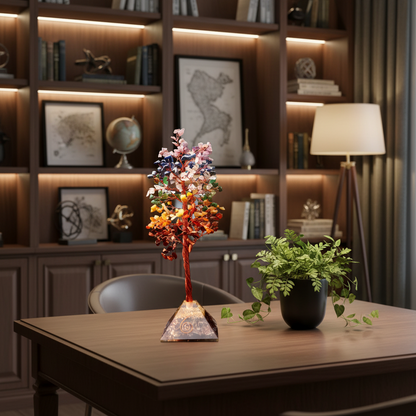 7 Chakra Tree Orgonite Pyramid