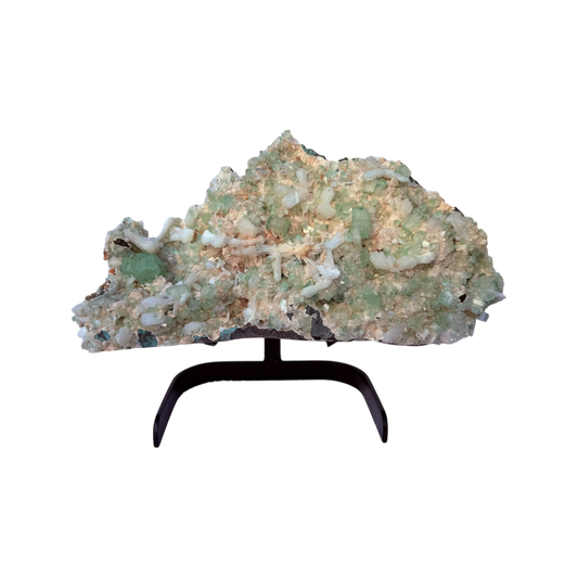 Green Apophyllite with Stilbite and Scolecite