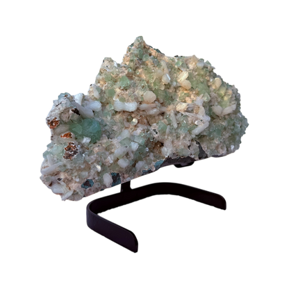 Green Apophyllite with Stilbite and Scolecite