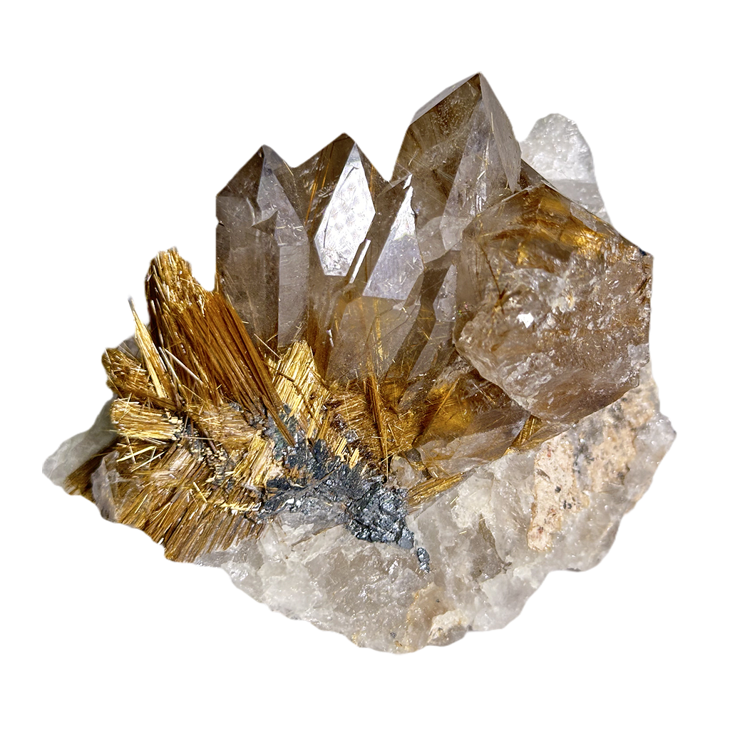 Golden Rutile Quartz with Hematite