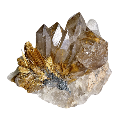 Golden Rutile Quartz with Hematite