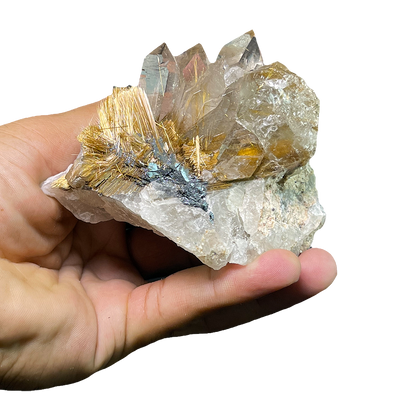 Golden Rutile Quartz with Hematite