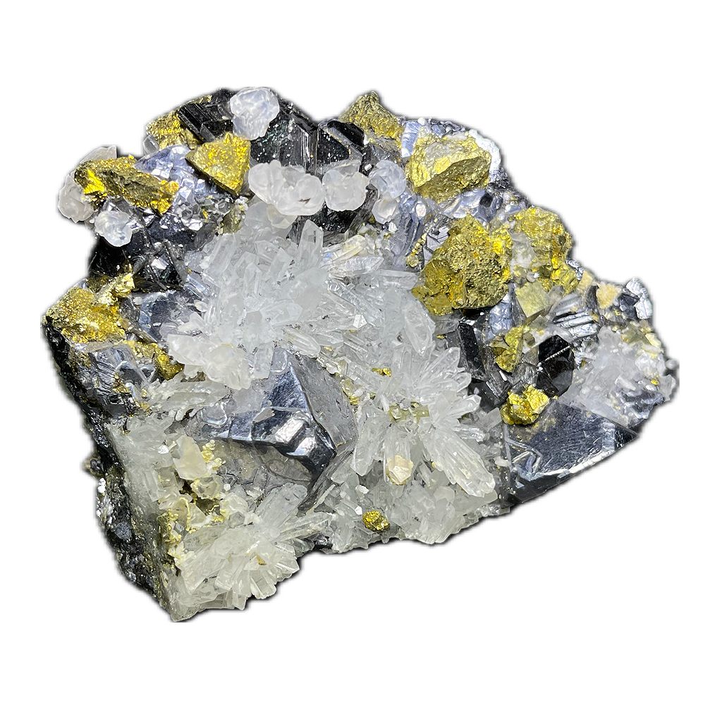 Sphalerite,Quartz,Chalcopyrite, Calcite