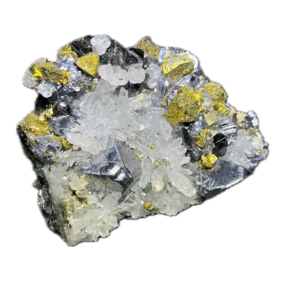 Sphalerite,Quartz,Chalcopyrite, Calcite