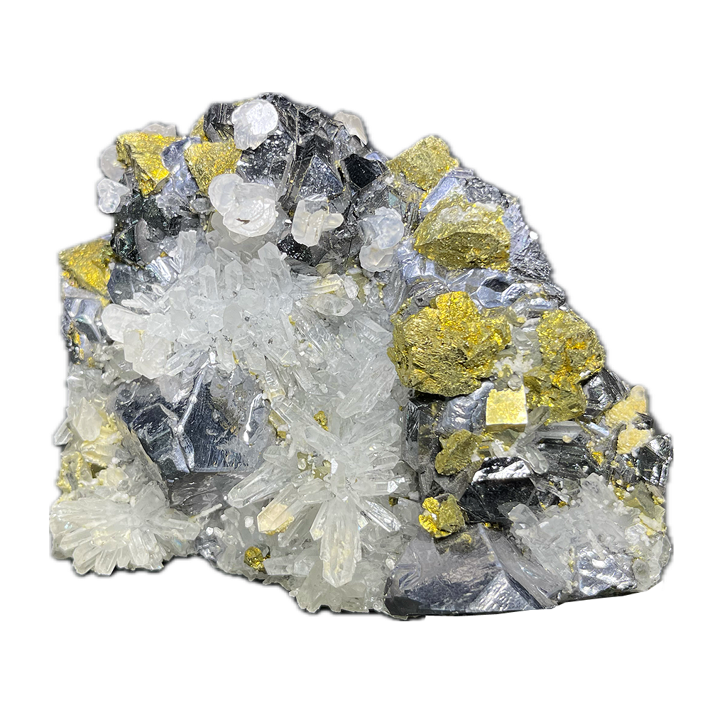Sphalerite,Quartz,Chalcopyrite, Calcite