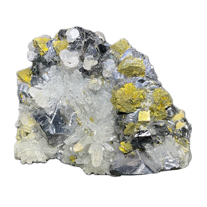 Sphalerite,Quartz,Chalcopyrite, Calcite