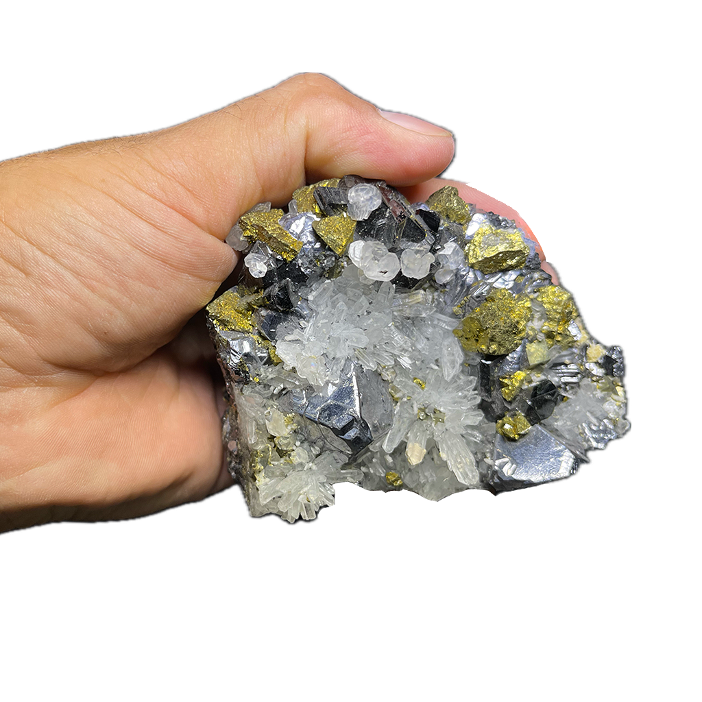 Sphalerite,Quartz,Chalcopyrite, Calcite