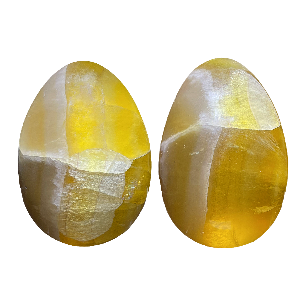 Banded Yellow Flourite Eggs (2pc/ Set)