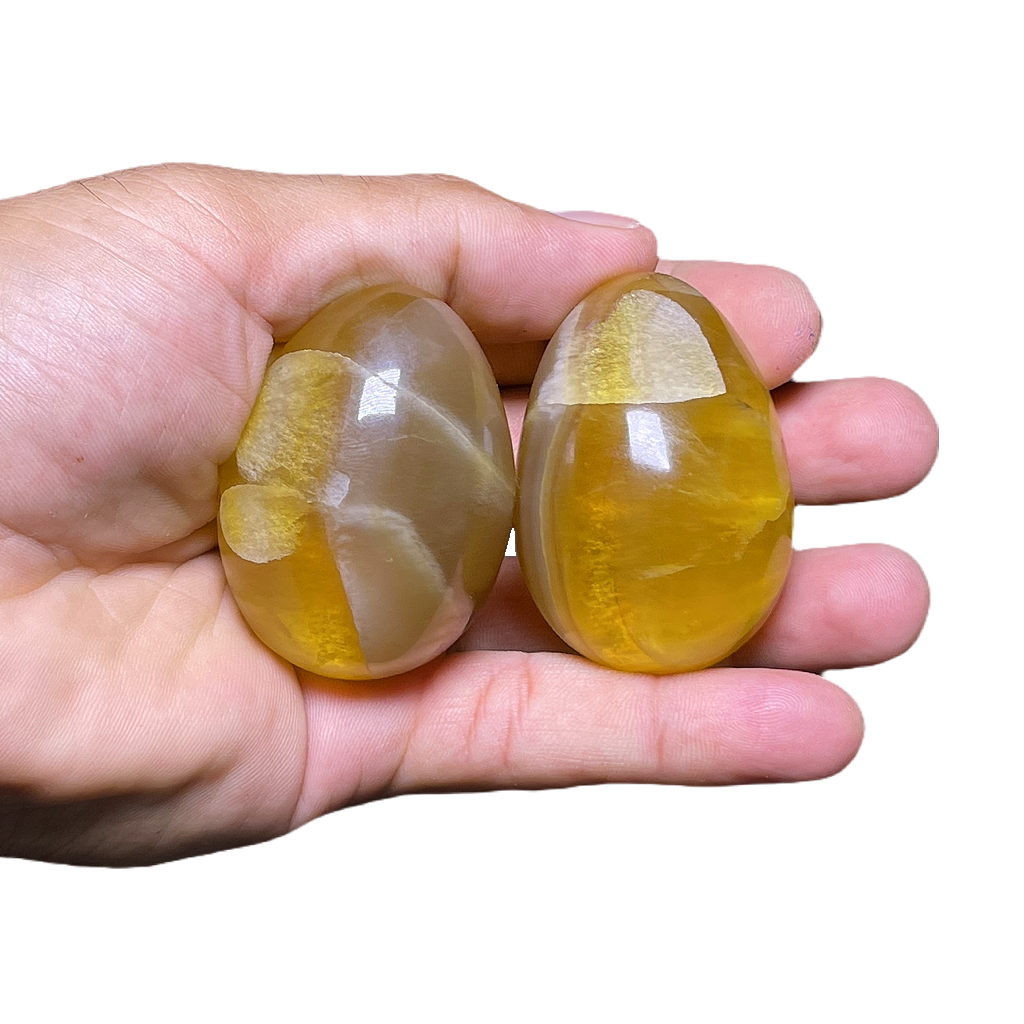 Banded Yellow Flourite Eggs (2pc/ Set)