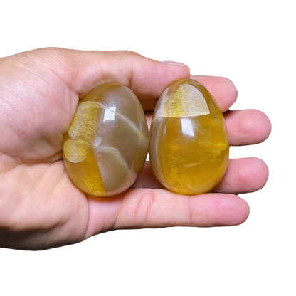 Banded Yellow Flourite Eggs (2pc/ Set)