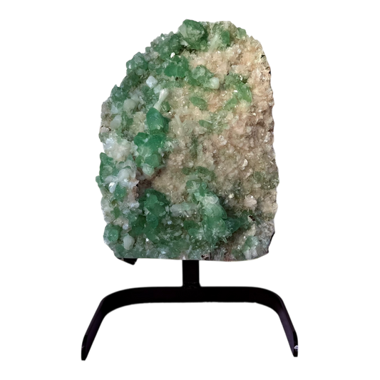 Green Apophyllite with Stilbite on Heulandite Matrix
