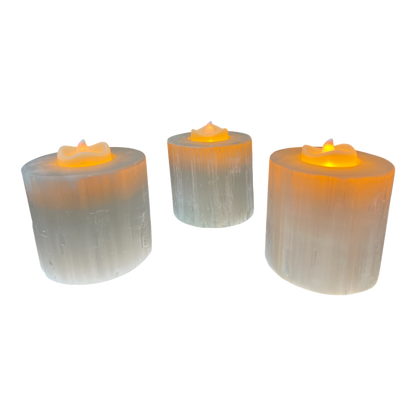 Selenite Candle White Holder