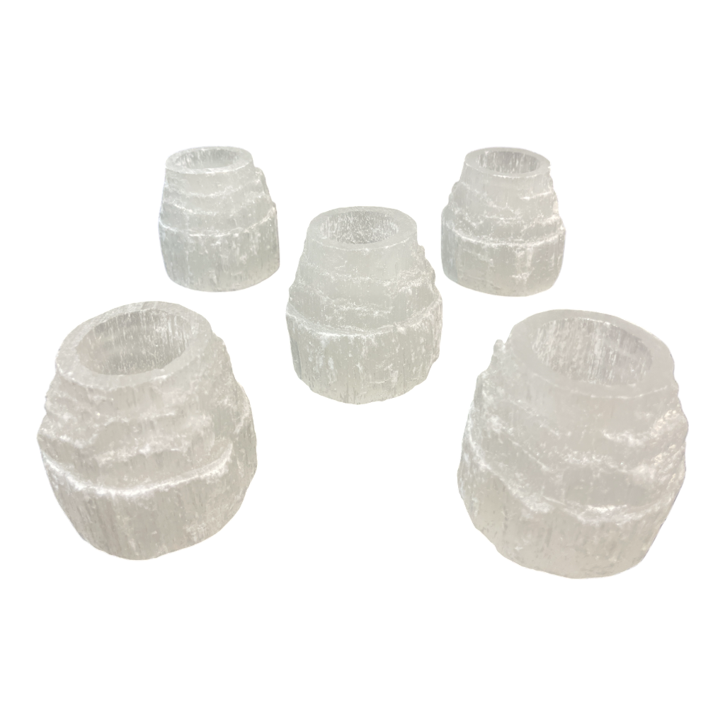 White Selenite Candle Holder