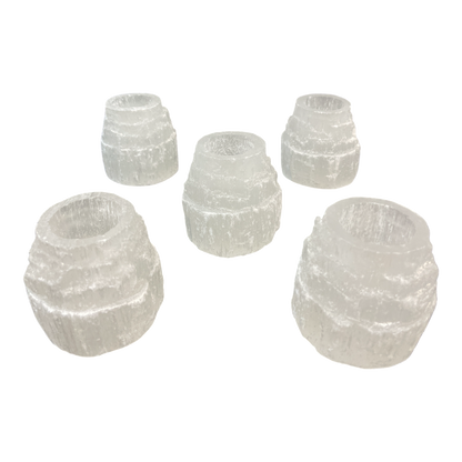 White Selenite Candle Holder