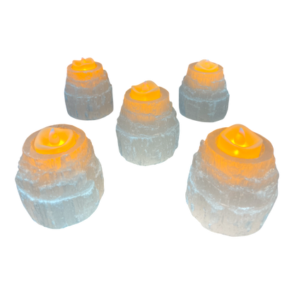 White Selenite Candle Holder