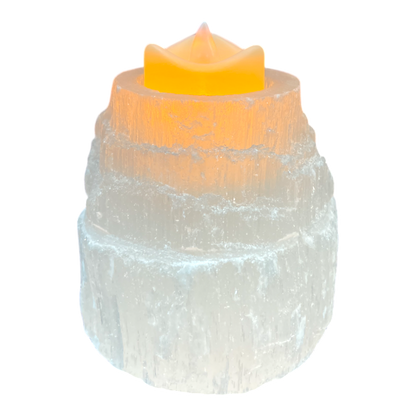 White Selenite Candle Holder