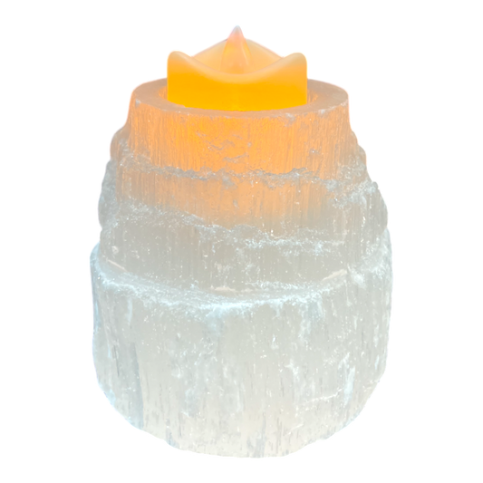 White Selenite Candle Holder