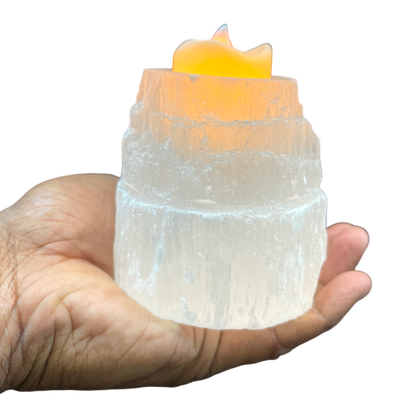 White Selenite Candle Holder
