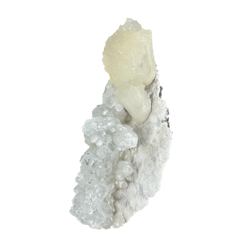 Apophyllite with Stilbite on Mordenite