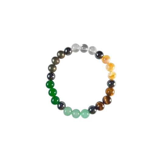 Tiger Eye, Pyrite, Citrine, Quartz, Green Aventurine, Hematite Bracelet