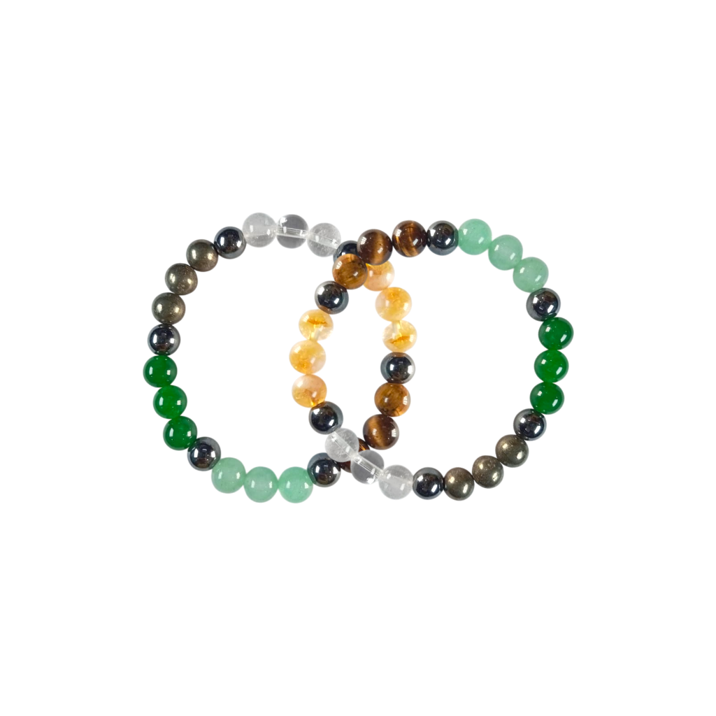 Tiger Eye, Pyrite, Citrine, Quartz, Green Aventurine, Hematite Bracelet