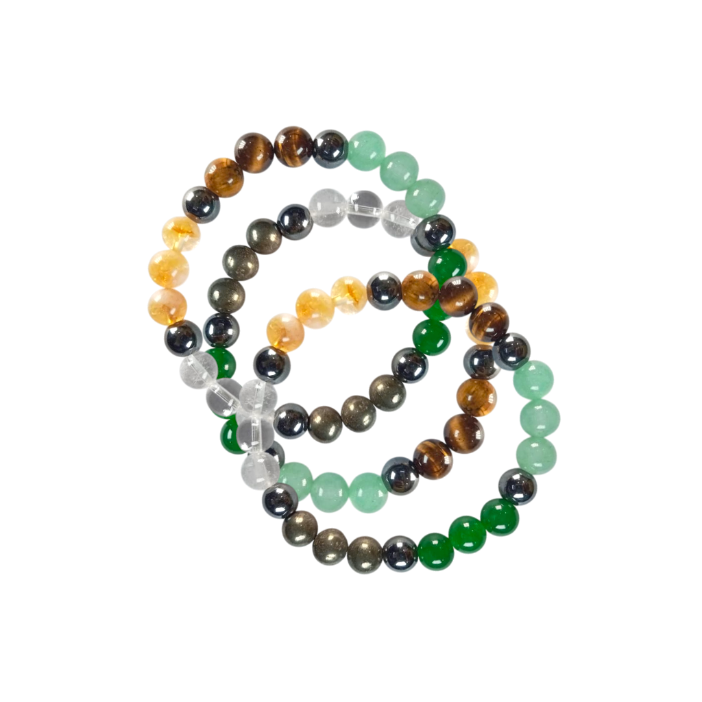 Tiger Eye, Pyrite, Citrine, Quartz, Green Aventurine, Hematite Bracelet