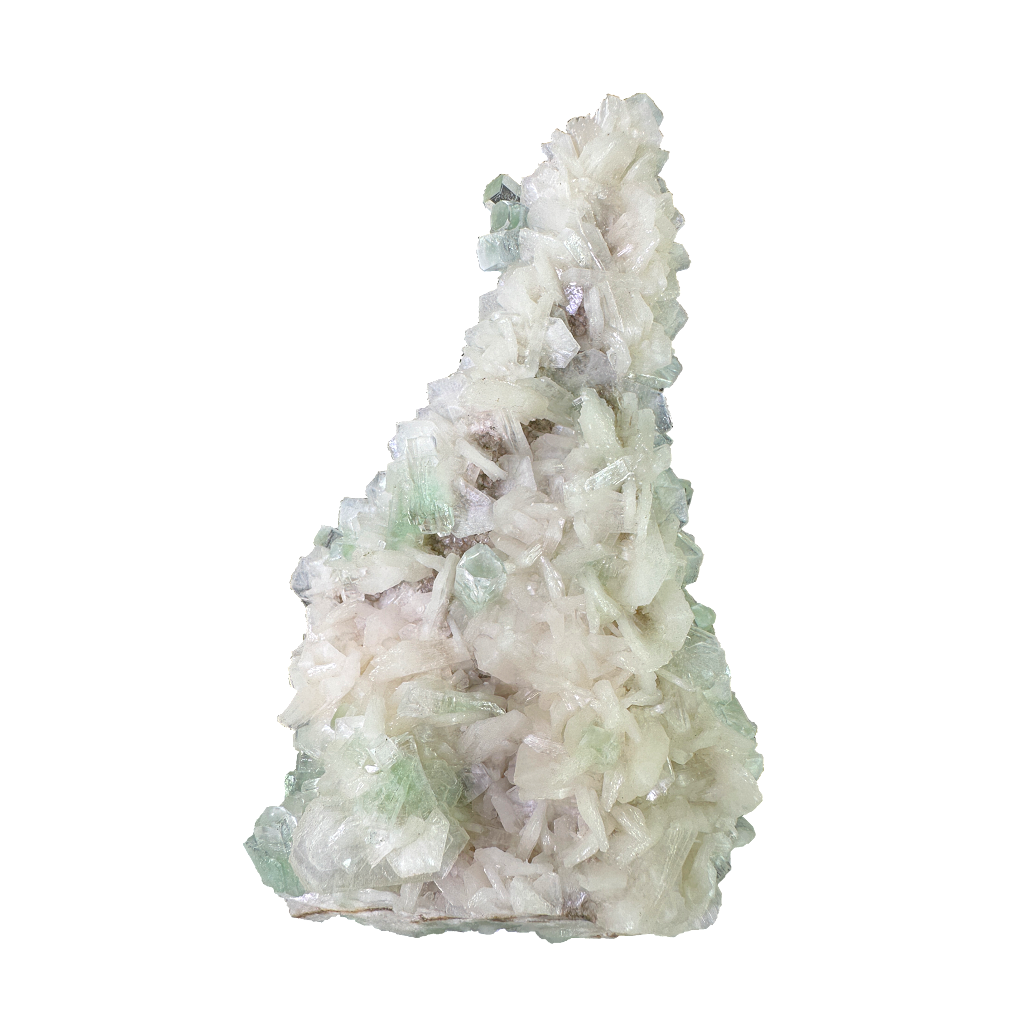 Flat Transmitted Green Apophyllite on Stilbite