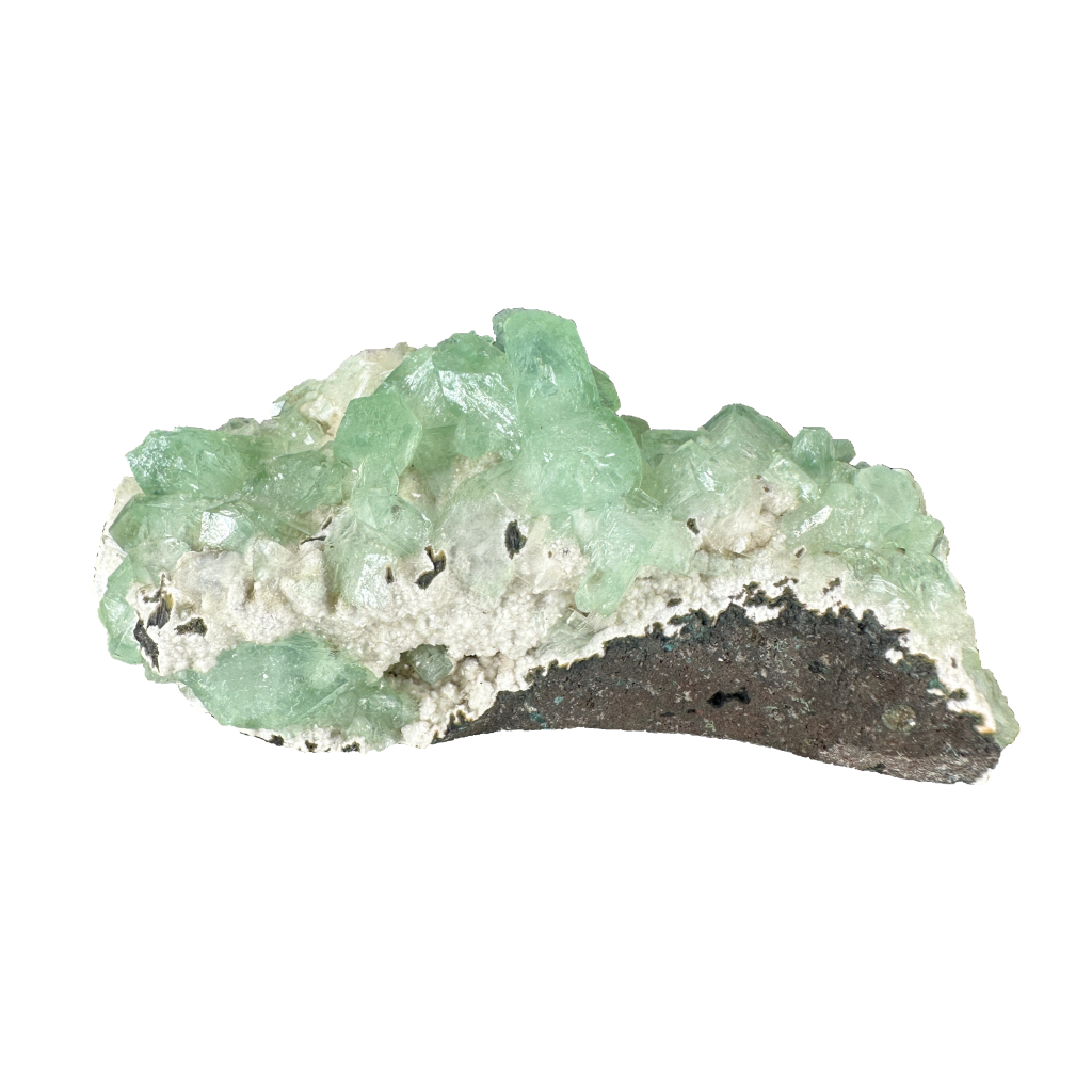 Green Apophyllite on White Heulandite