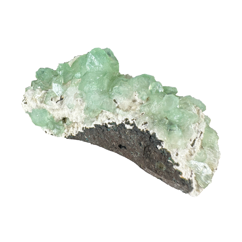 Green Apophyllite on White Heulandite